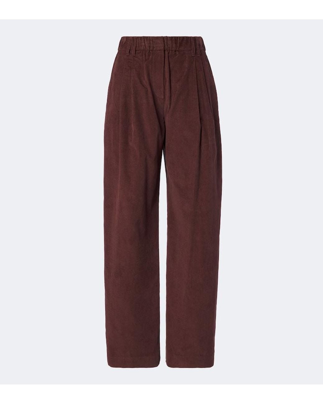Brunello Cucinelli Red Monili Corduroy Wide-Leg Pants