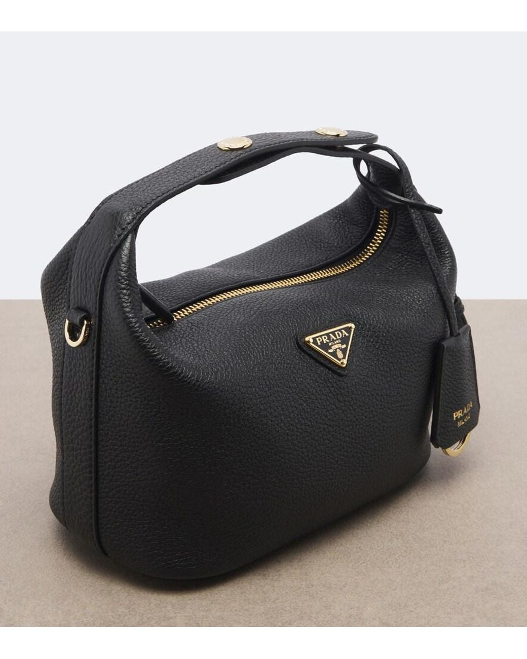 Prada Black Cherie Mini Leather Top-Handle Bag