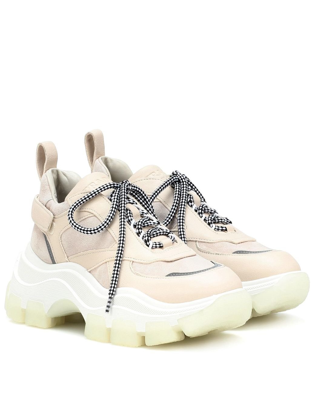 Prada Block Leather Sneakers | Lyst