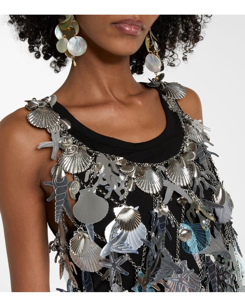 Rabanne Black Embellished Minidress