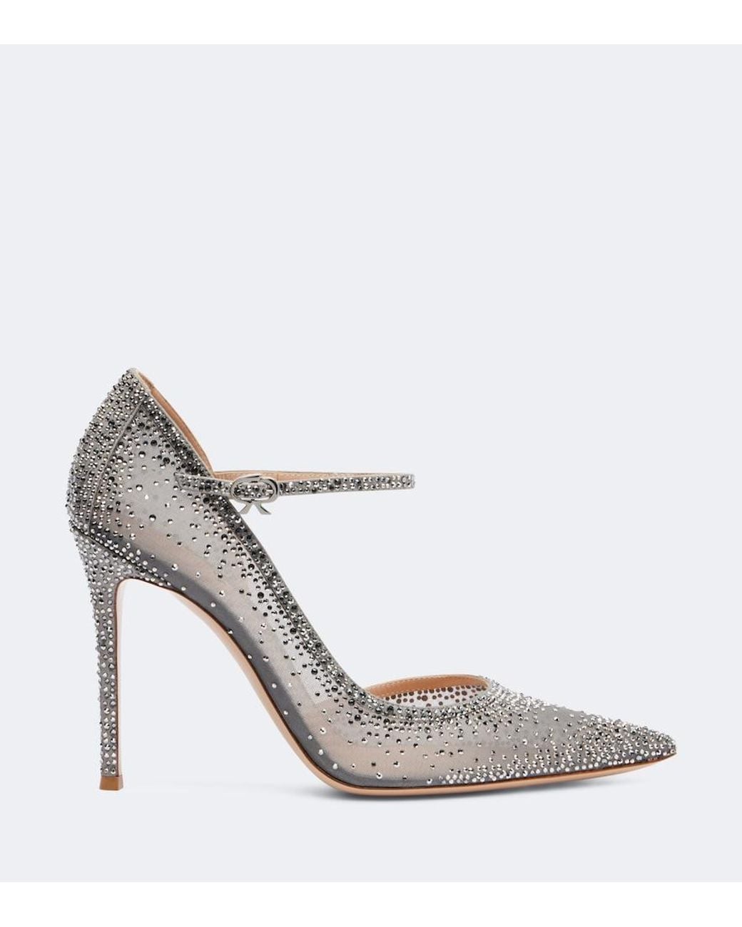 Gianvito Rossi White Rania 105 Embellished Suede Mary Jane Pumps