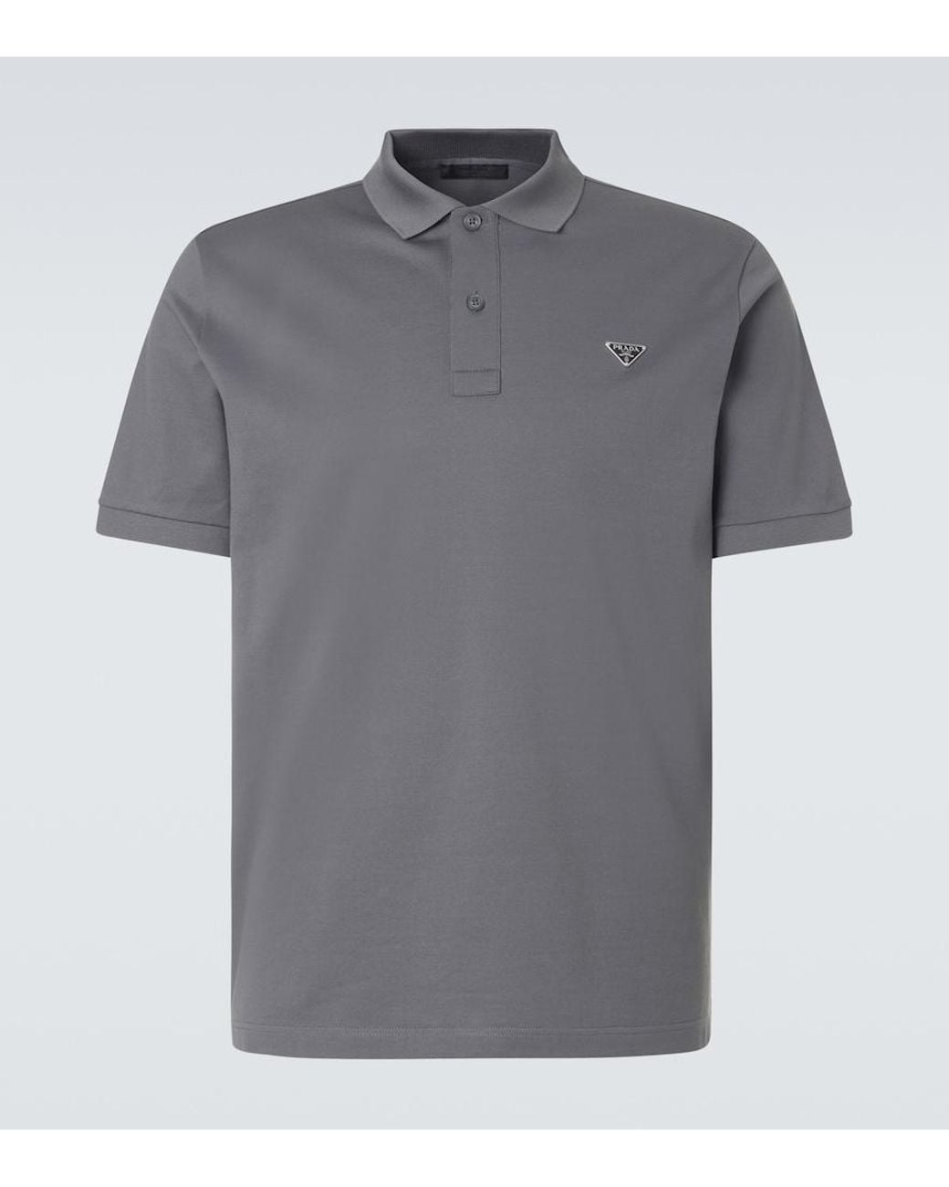 Prada Gray Cotton Pique Polo Shirt for men