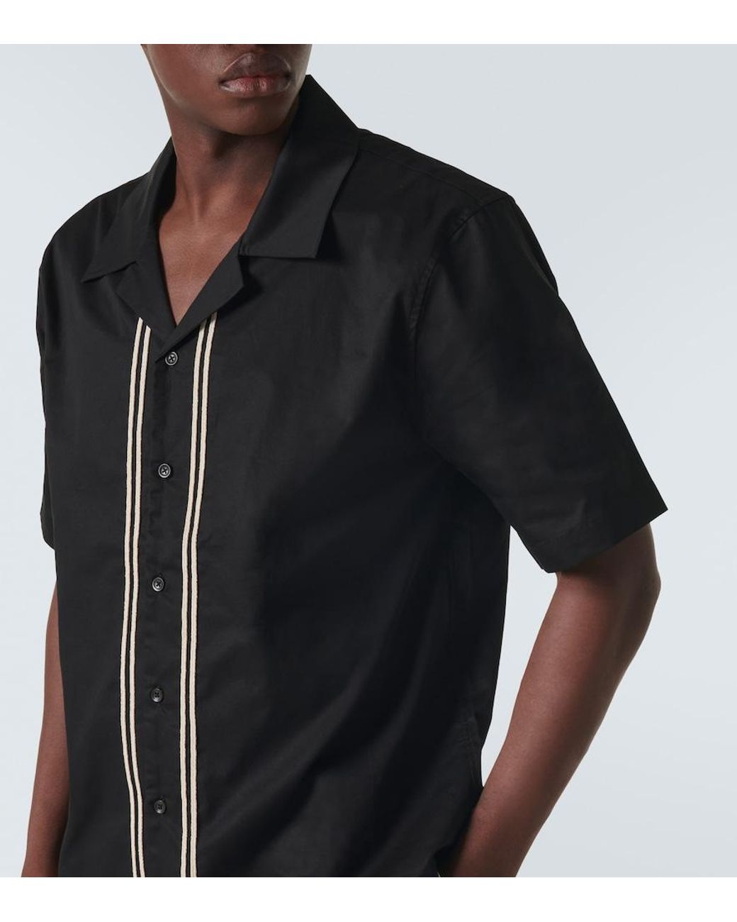 Commas Black Braided Cotton Shirt for men