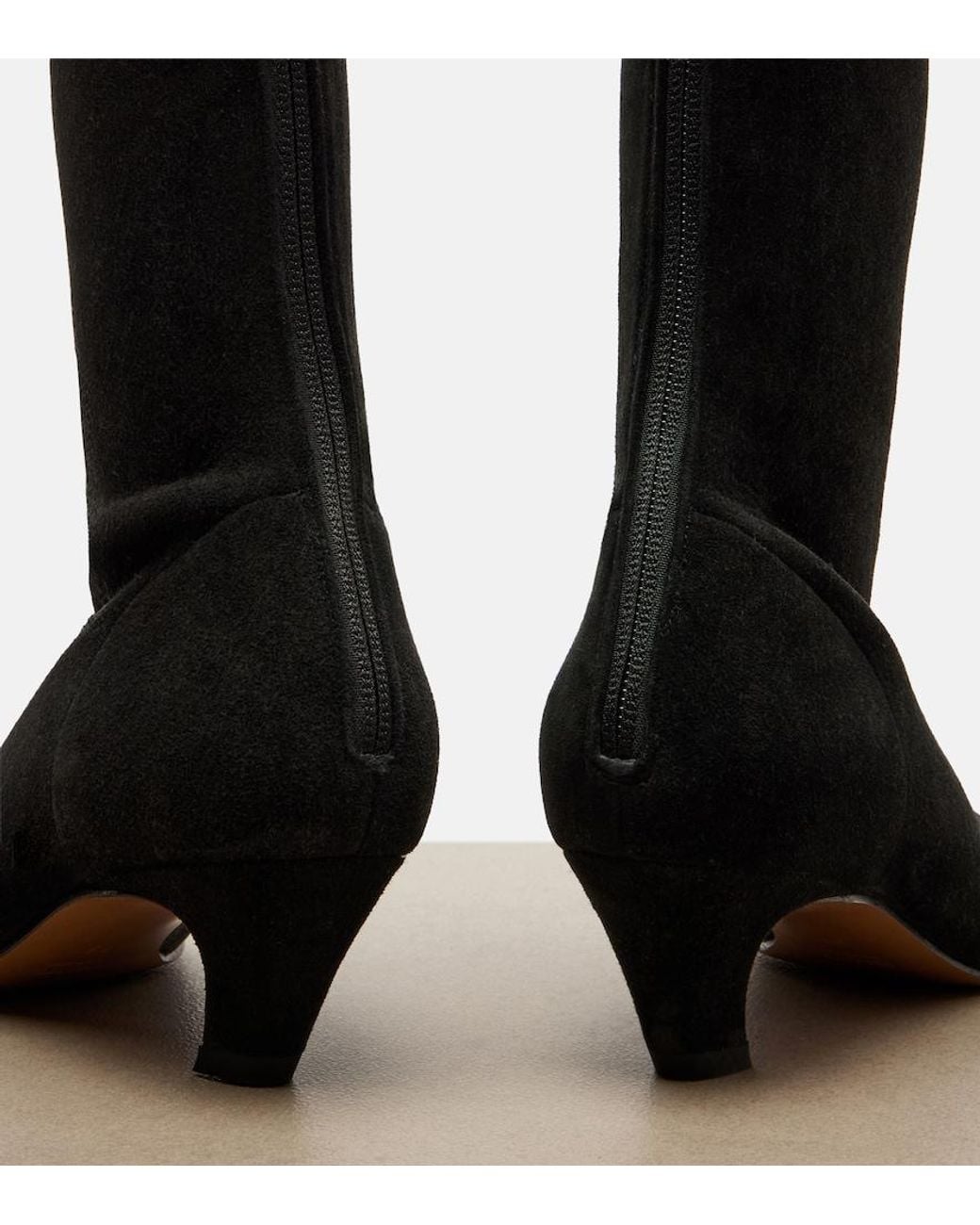 Khaite Black Arizona Suede Ankle Boots
