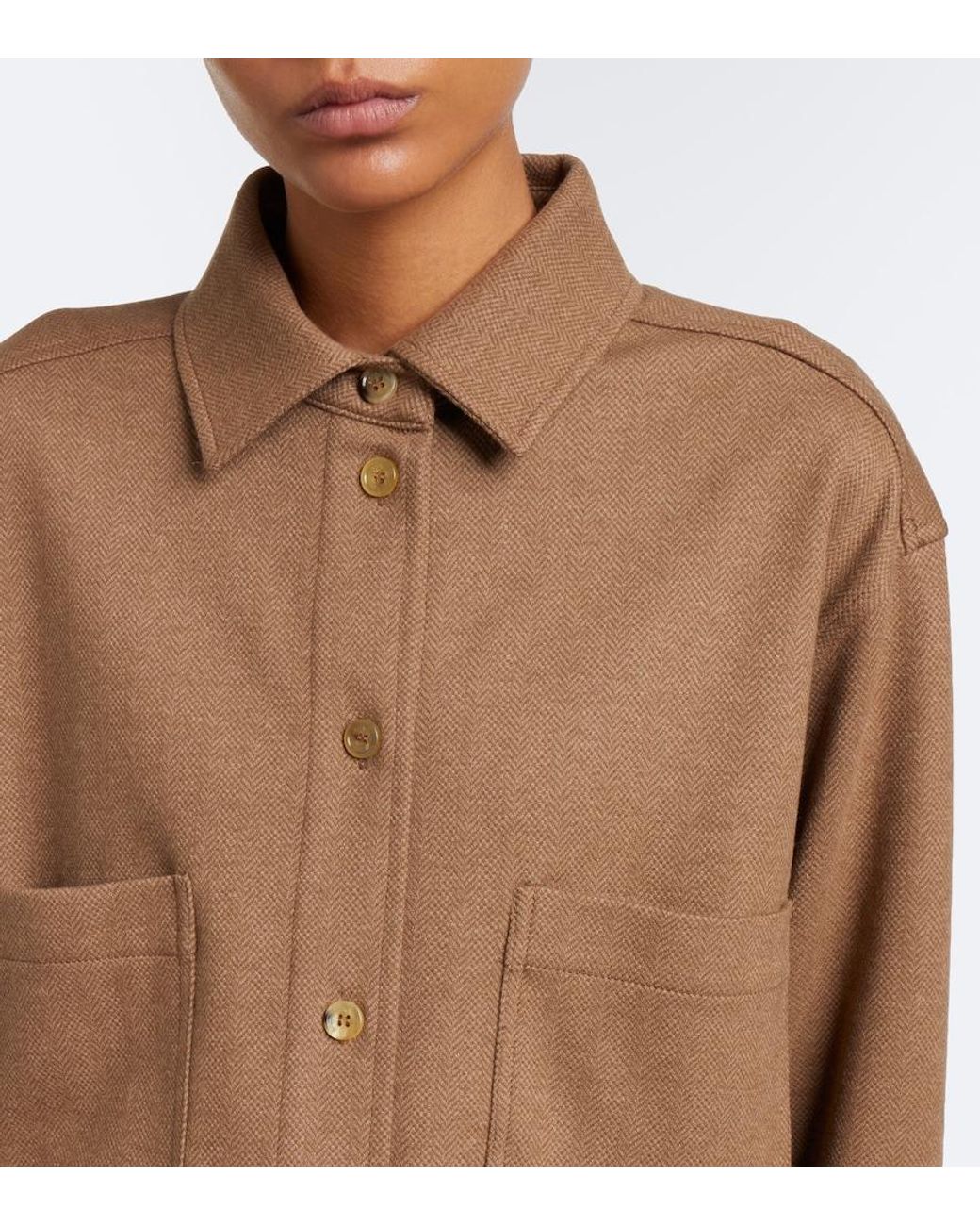 Max Mara Brown Camel Hair And Wool-Blend Shirt