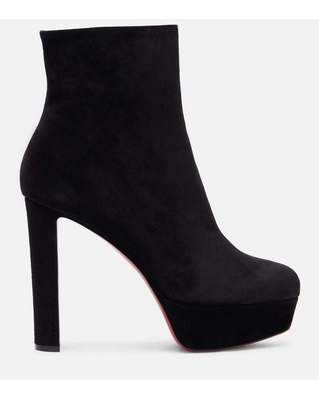 Christian Louboutin Black Loo Booty Suede Platform Boots 130