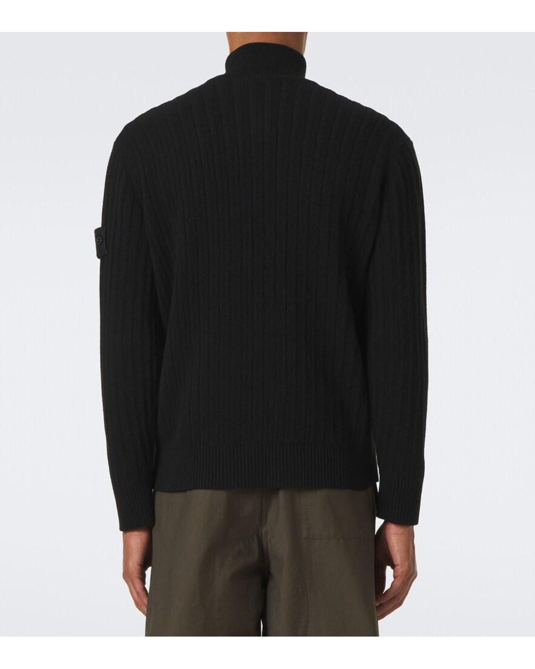Stone Island Black Ghost Compass Wool And Cashmere Cardigan for men