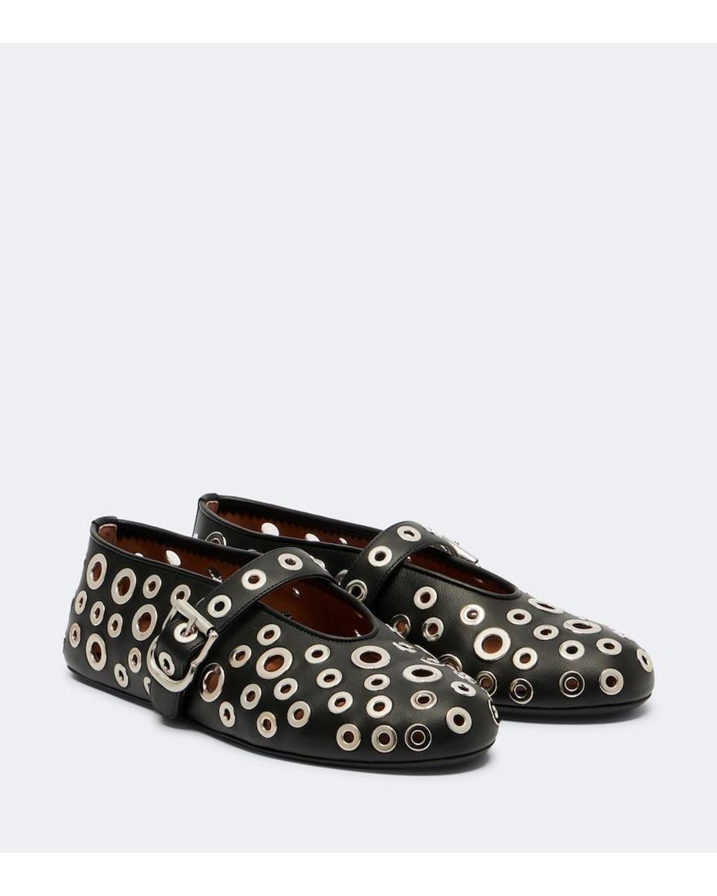 Alaïa Black Studded Leather Ballet Flats