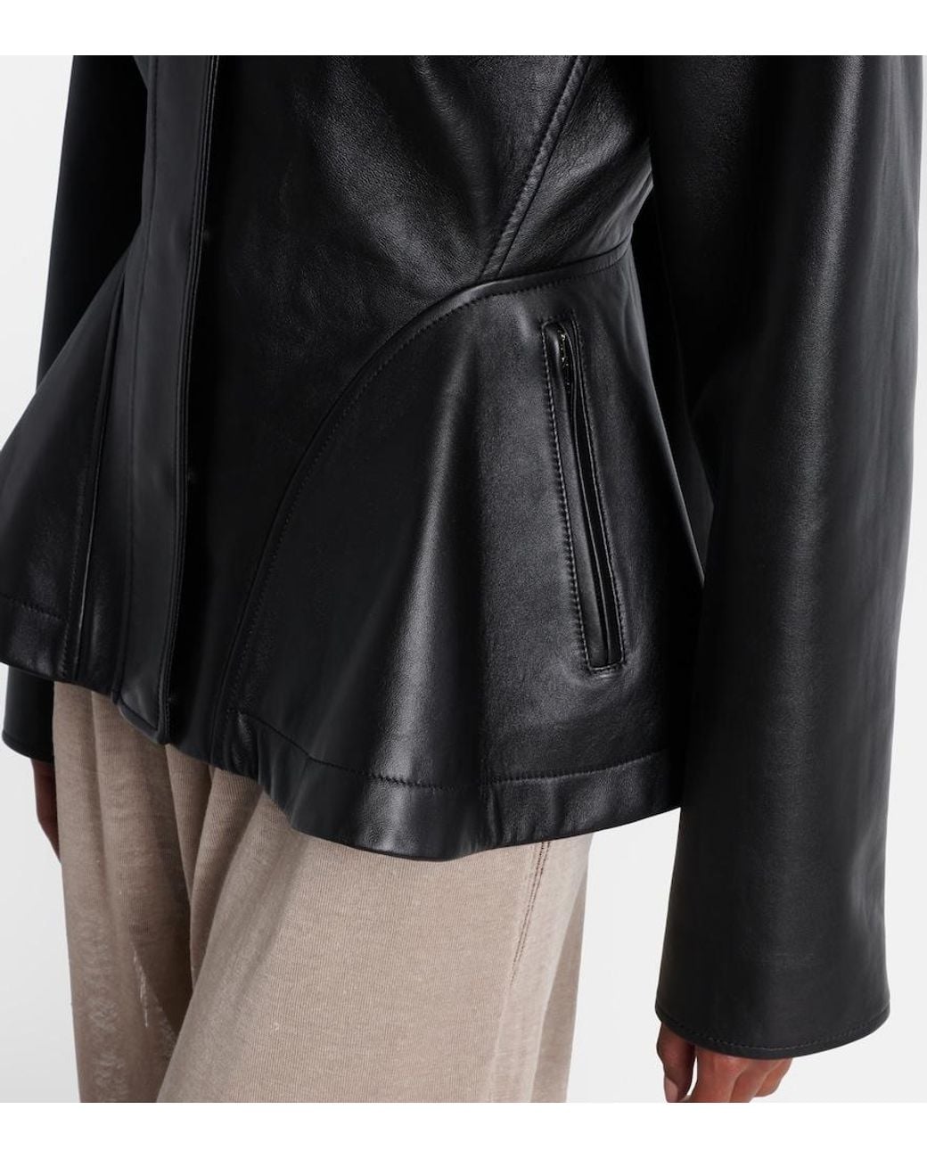 Alaïa Black Peplum Leather Jacket