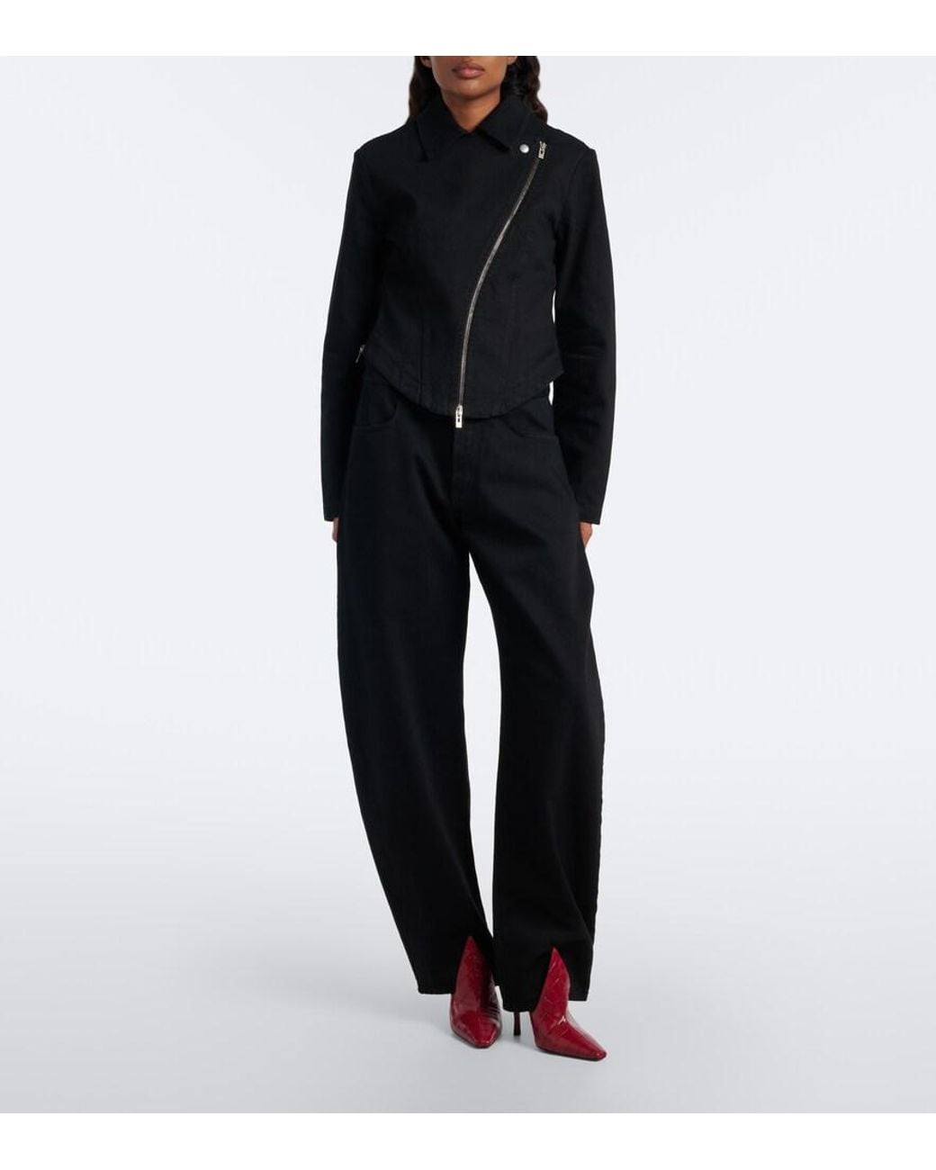 Alaïa Red Croc-Effect Leather Mules