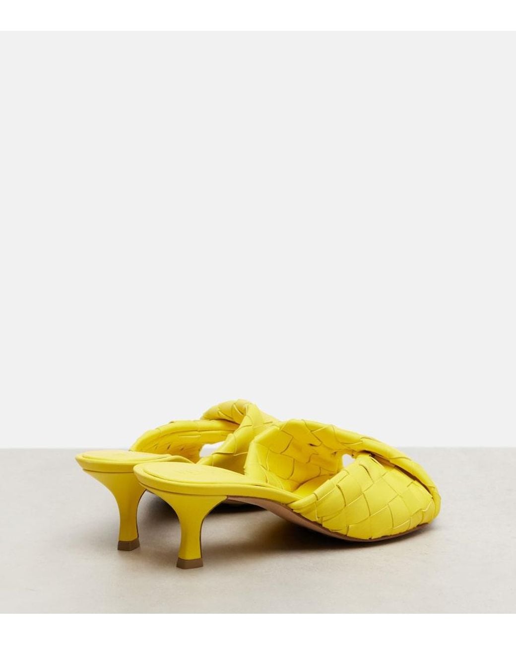 Bottega Veneta Yellow Blink 50 Intrecciato Leather Mules