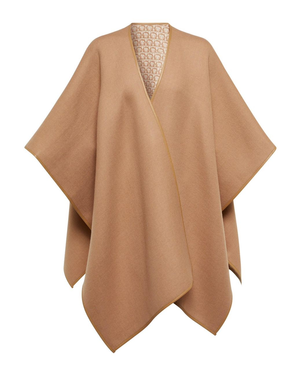 Ferragamo Leathertrimmed Wool Poncho in Brown Lyst