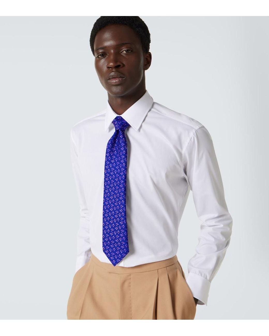 Charvet Blue Silk Jacquard Tie for men