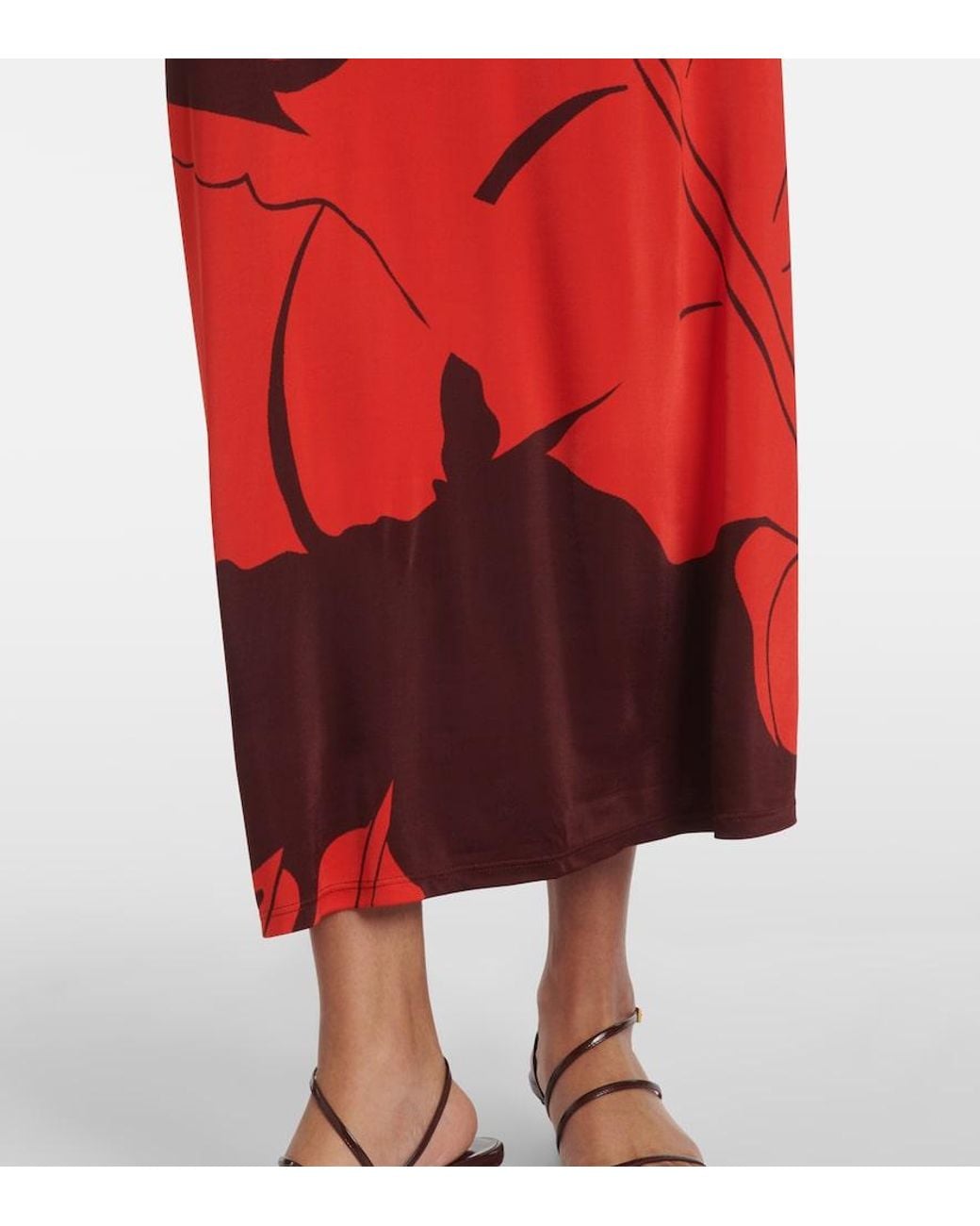 Johanna Ortiz Red Printed Jersey Maxi Dress