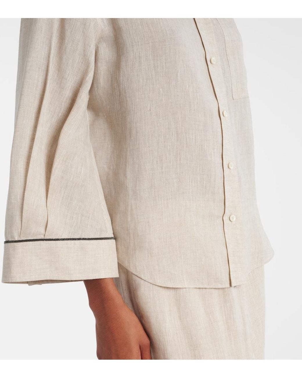 Brunello Cucinelli Natural Monili Linen Shirt