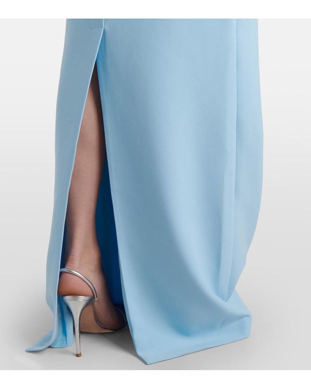 Safiyaa Blue Clemence Ruffled Crepe Gown