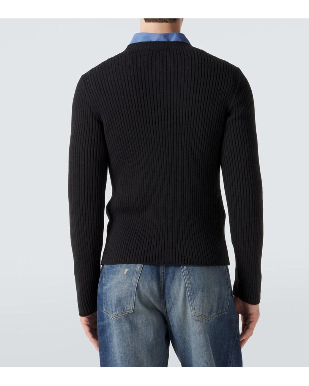 Our Legacy Black Compact Ribbed-Knit Wool Sweater for men