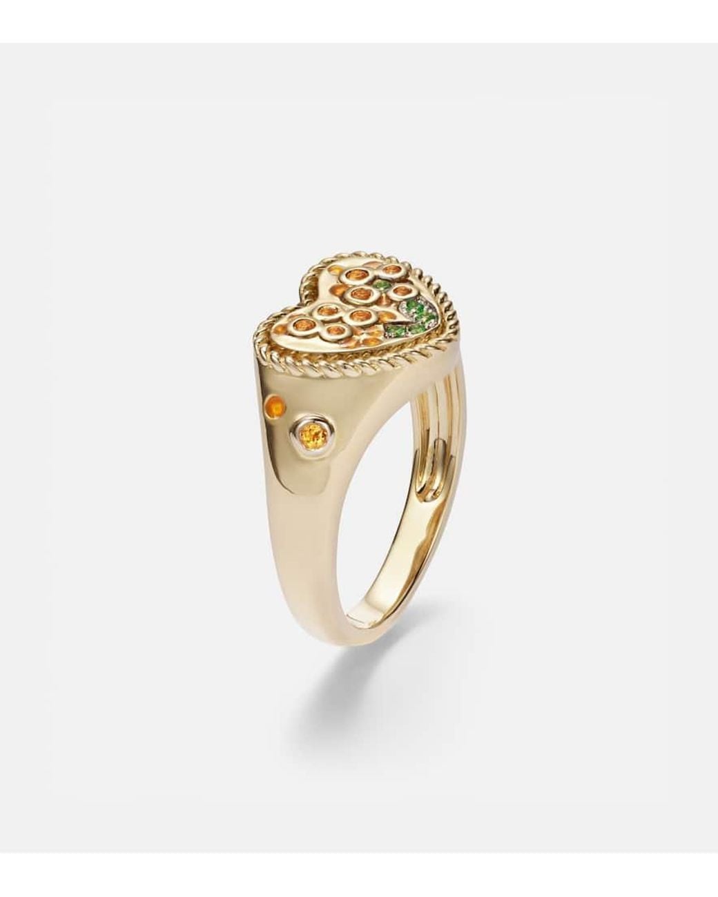 Yvonne Léon White Pinky Ring Cour Mimosa Mini Aus 9Kt Gelbgold (375/1000) Mit Edelsteinen