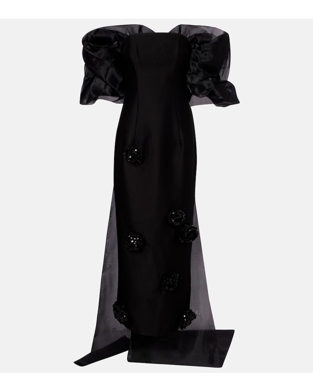 LEO LIN Black Zayna Sequined Gown And Cape Set