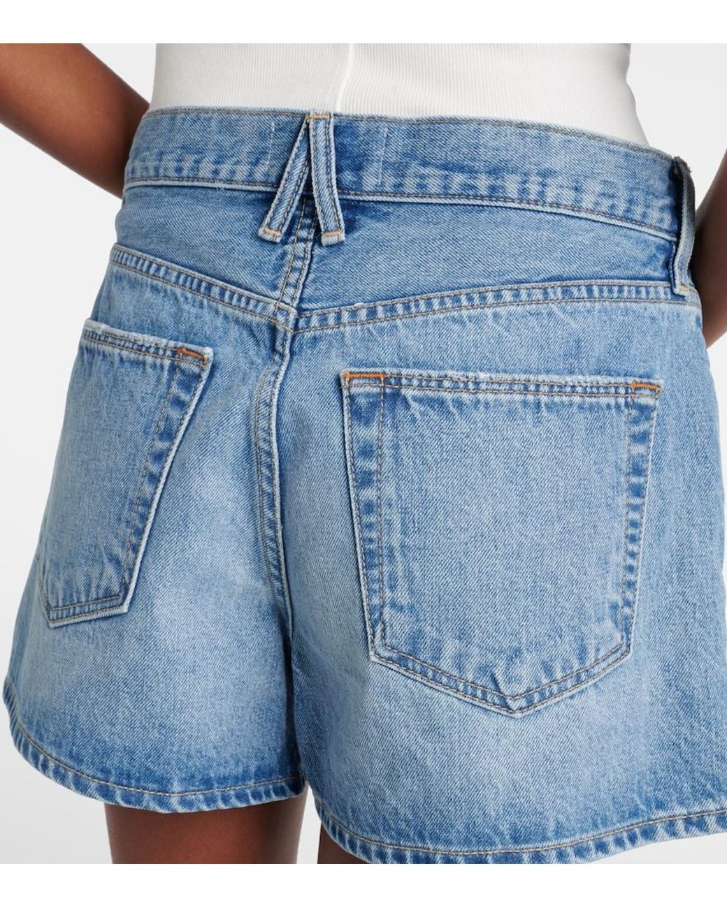 SLVRLAKE Denim Blue Mila Mid-Rise Denim Shorts