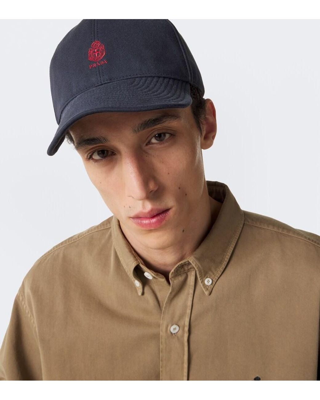 Prada Blue Logo Canvas Baseball Cap for men
