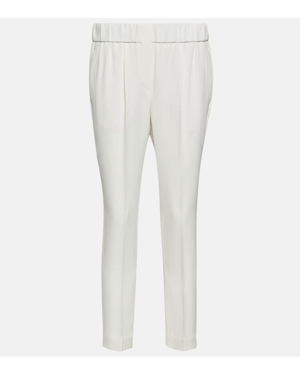 Brunello Cucinelli White Tailored Crepe Pants
