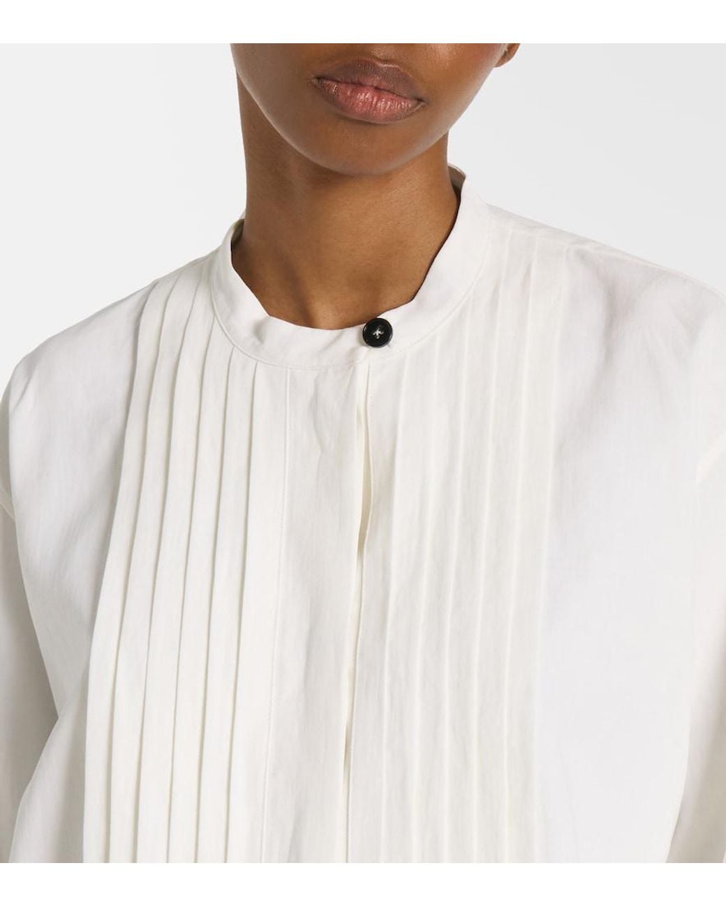 Jil Sander White Plisse Linen Shirt