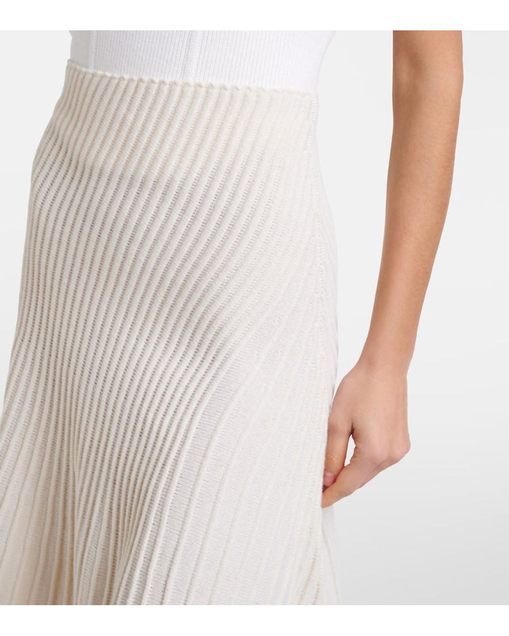 Alaïa White Wool And Cashmere Midi Skirt