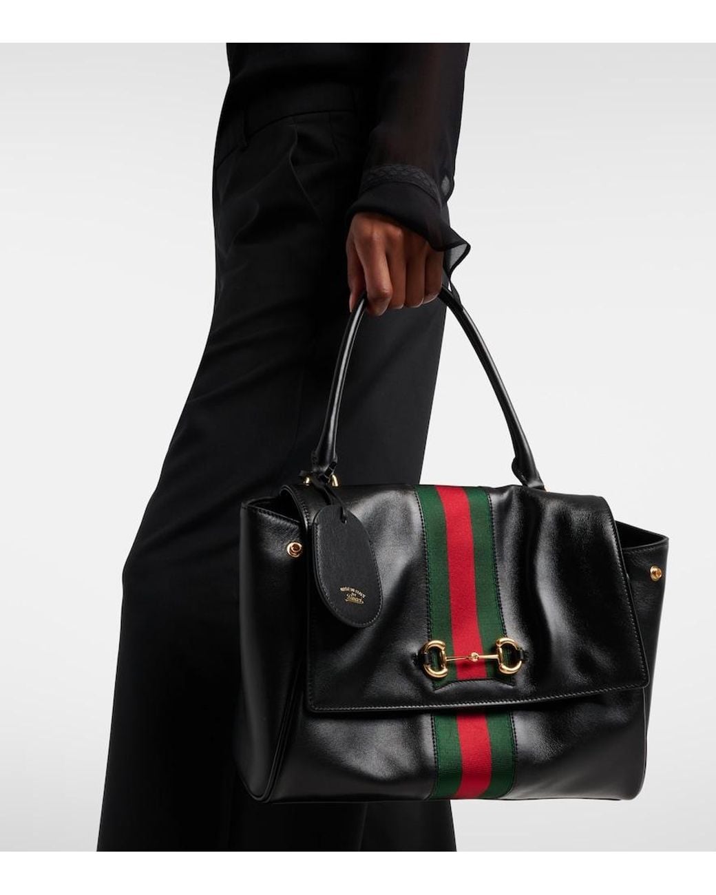 Gucci Black Paparazzo Medium Leather Tote Bag