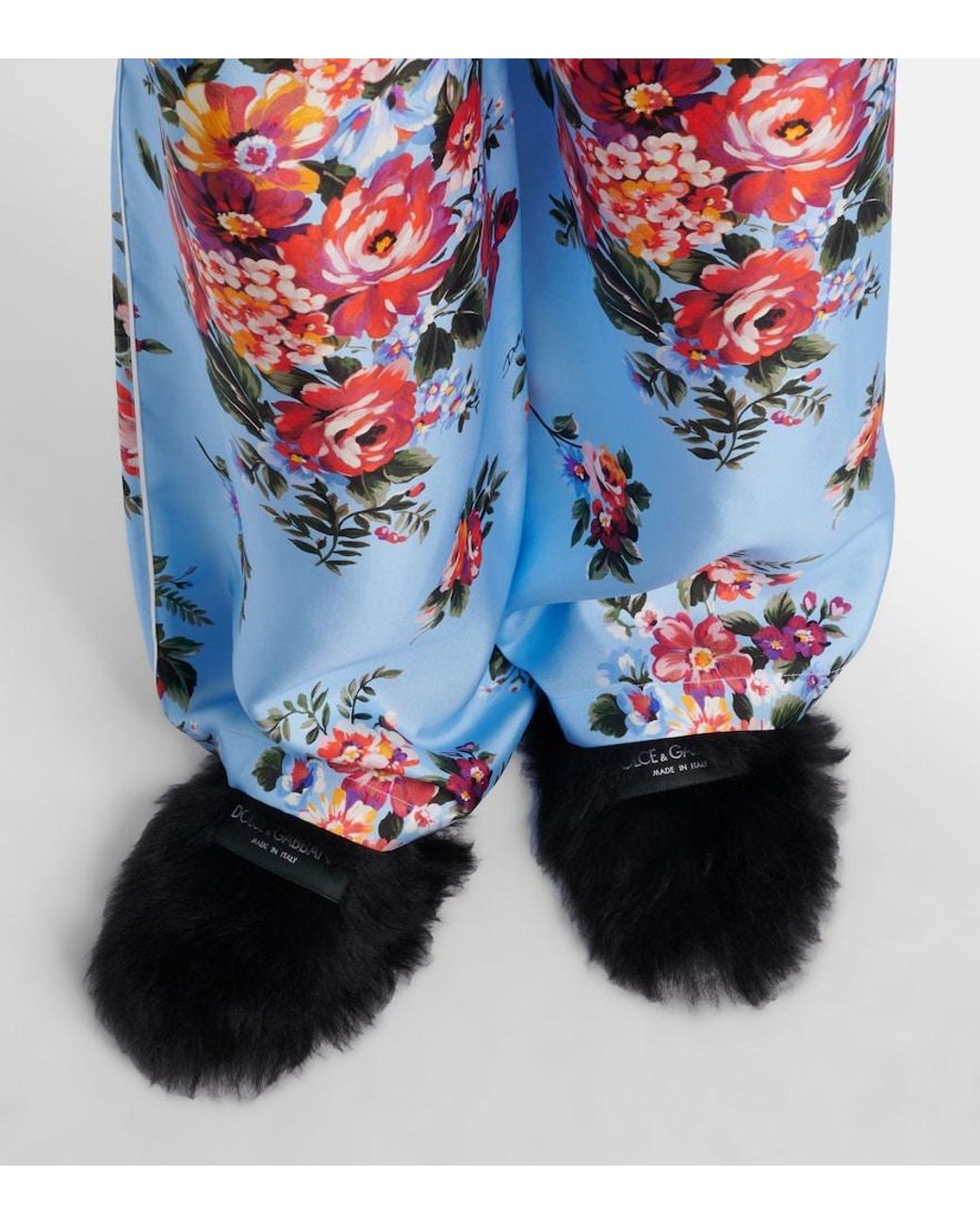 Dolce & Gabbana Black Shearling Mules