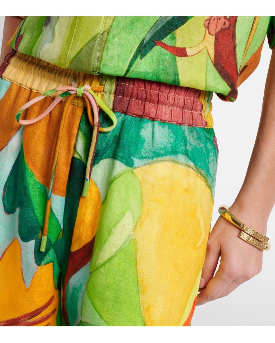 ALÉMAIS Green X Mokshini Linen Wide-Leg Pants