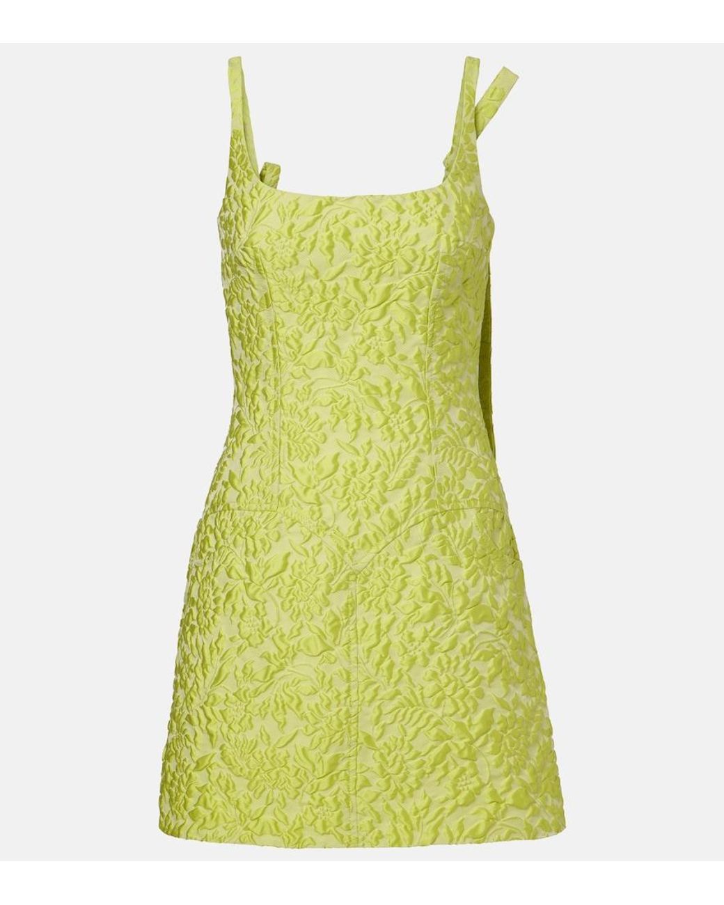 Emilia Wickstead Green Eliezer Floral Cloque Minidress