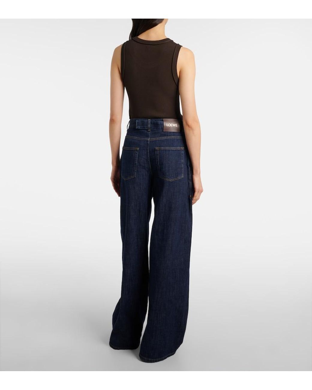 Loewe Blue Belted High-Rise Wide-Leg Jeans