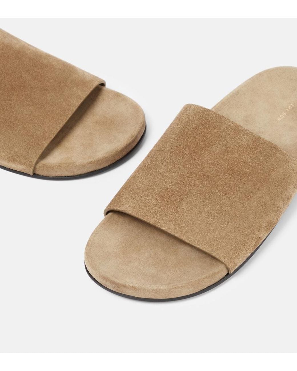 The Row Natural Hugh Suede Slides