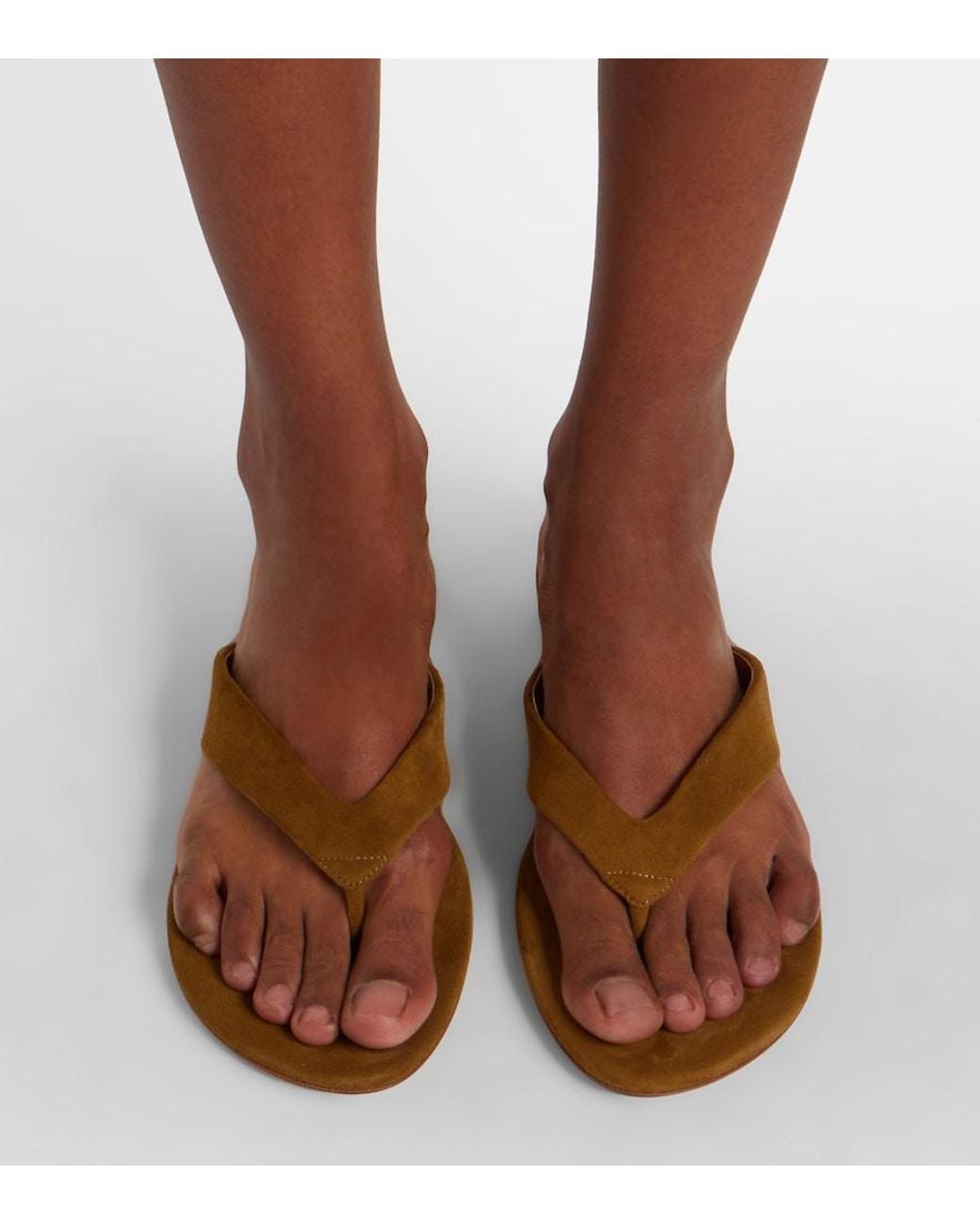 Le Monde Beryl Brown Suede Thong Sandals