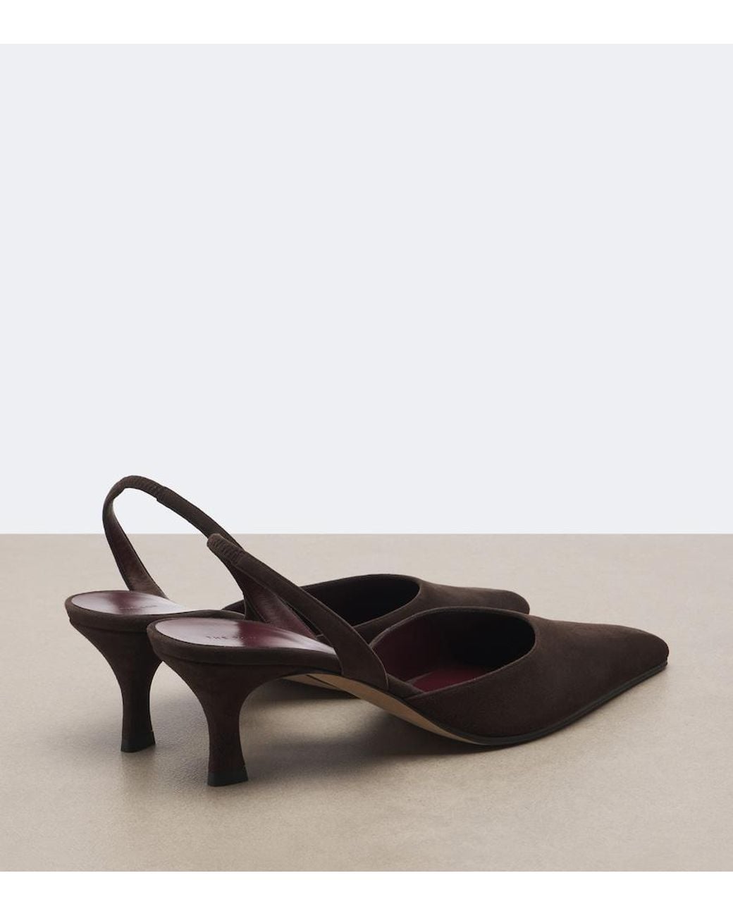 The Row Brown Inez Suede Slingback Pumps