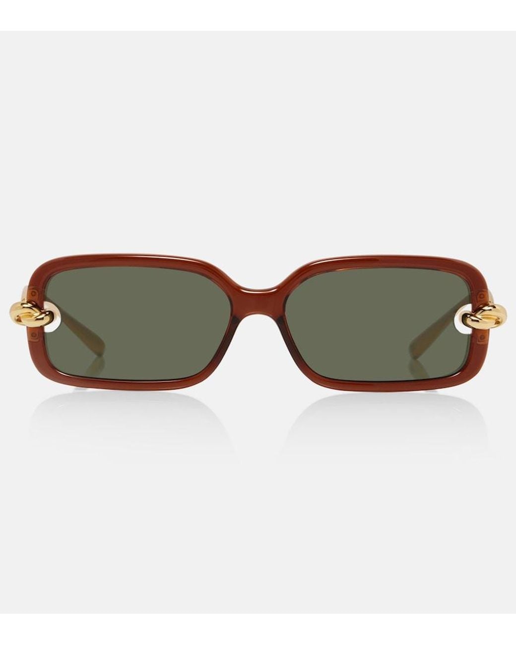 Bottega Veneta Brown Knot Rectangular Sunglasses