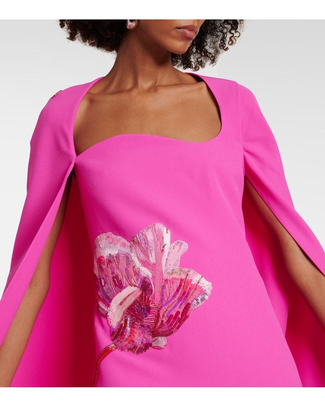 Safiyaa Pink Mattia Caped Embellished Gown