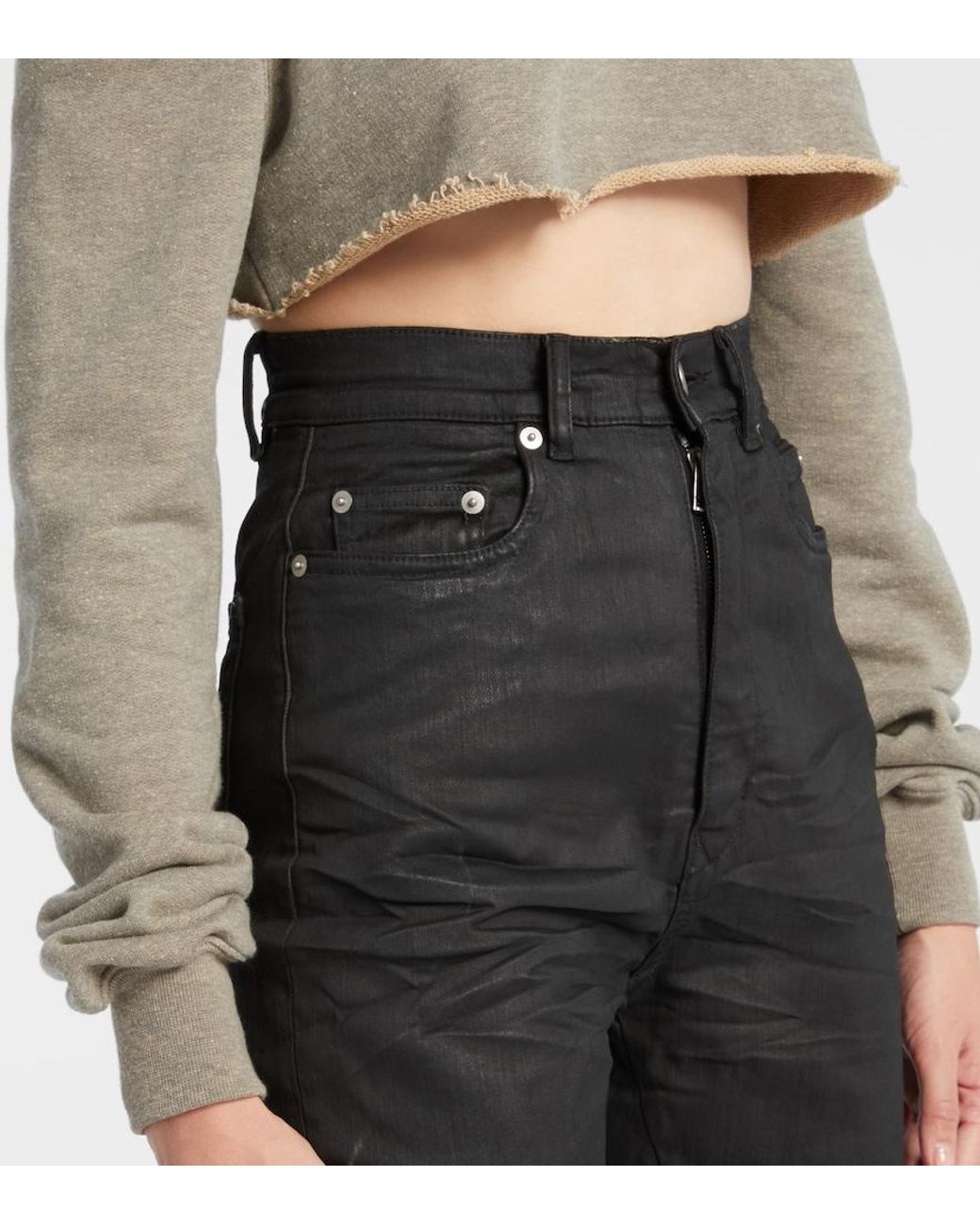 Rick Owens Natural Cropped Cotton-Blend Jersey Sweatshirt