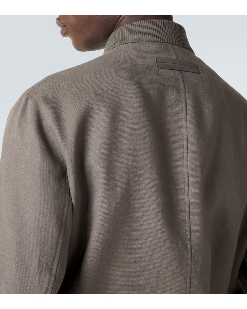 Zegna Gray Linen Bomber Jacket for men