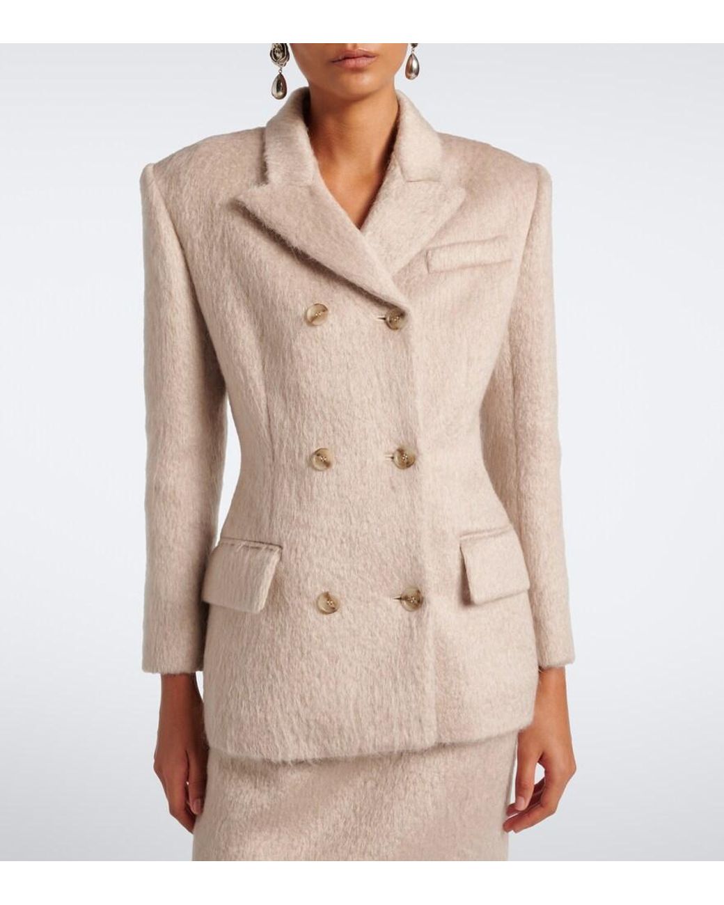 Magda Butrym Natural Double-Breasted Wool-Blend Blazer