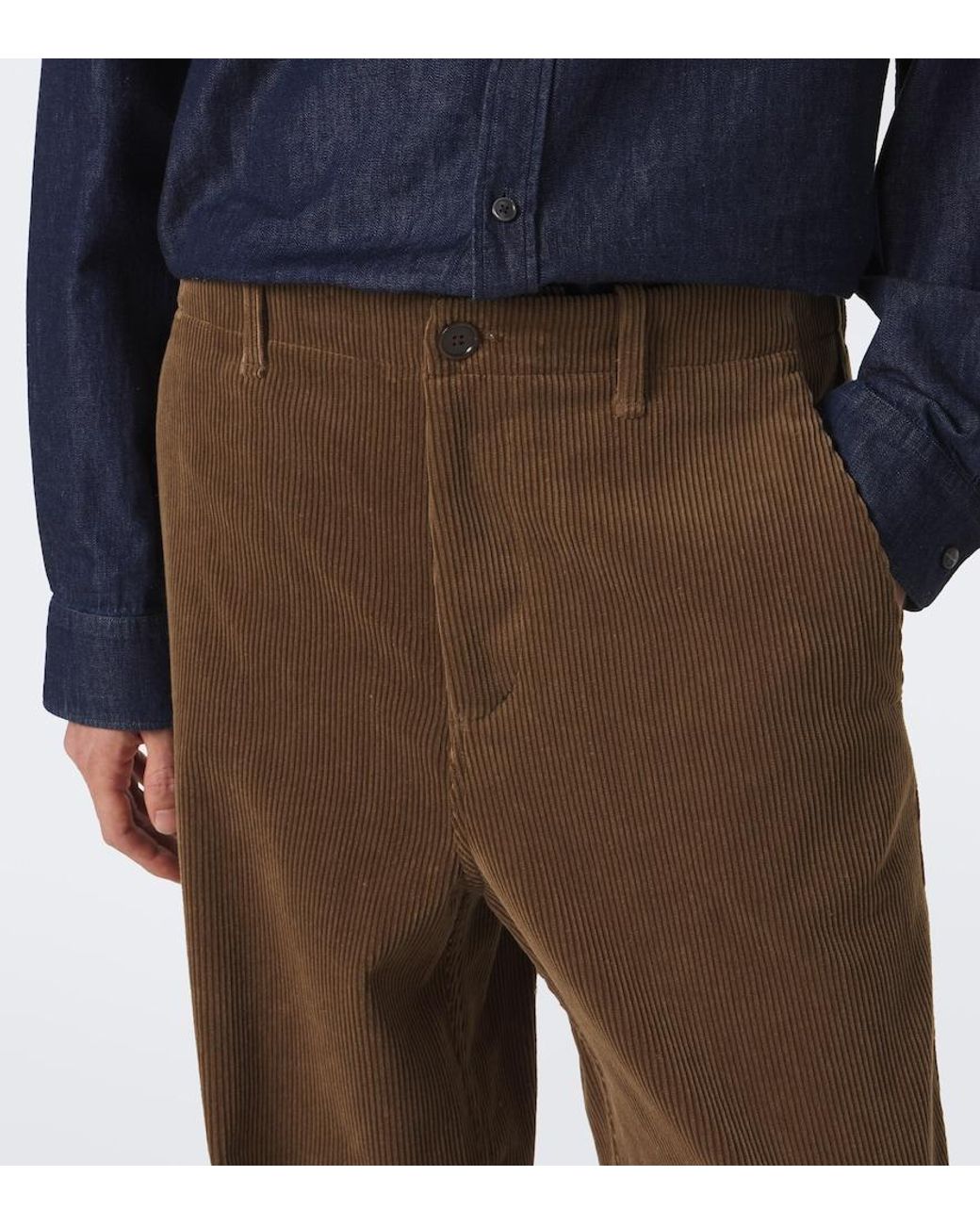 Jil Sander Brown Cotton Corduroy Wide-Leg Pants for men