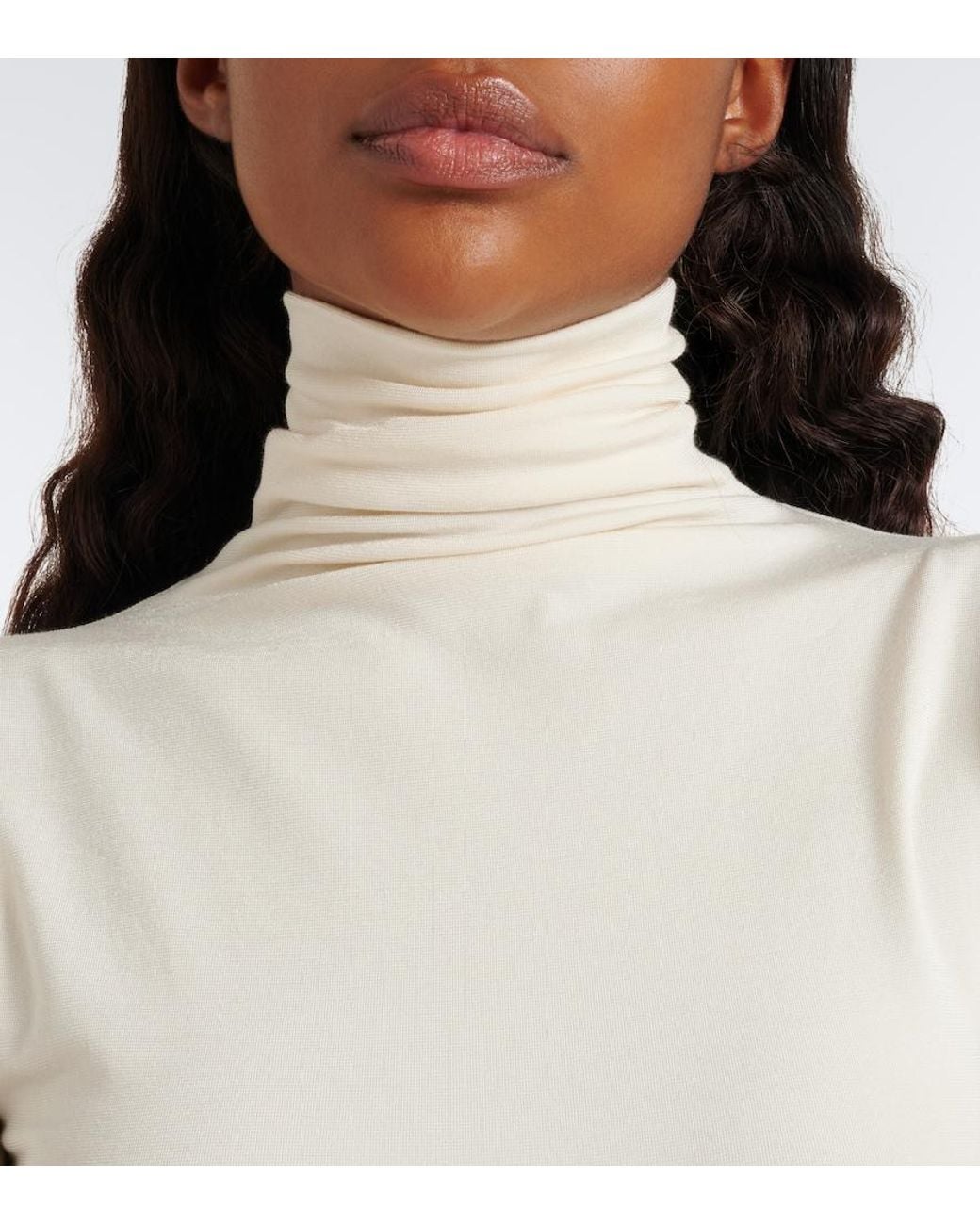 Wolford White Colorado Turtleneck Jersey Bodysuit