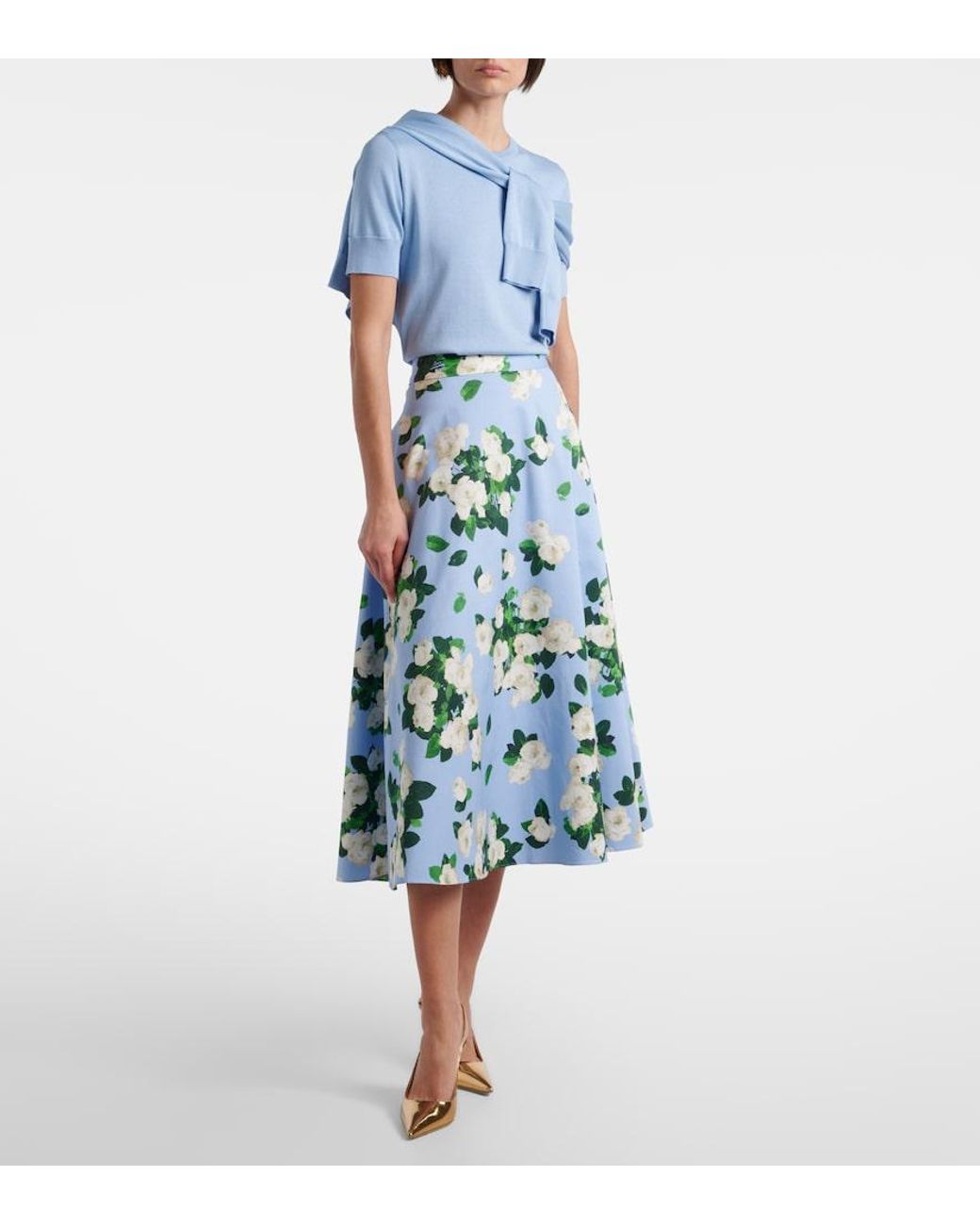 Carolina Herrera Blue Silk And Cotton Sweater