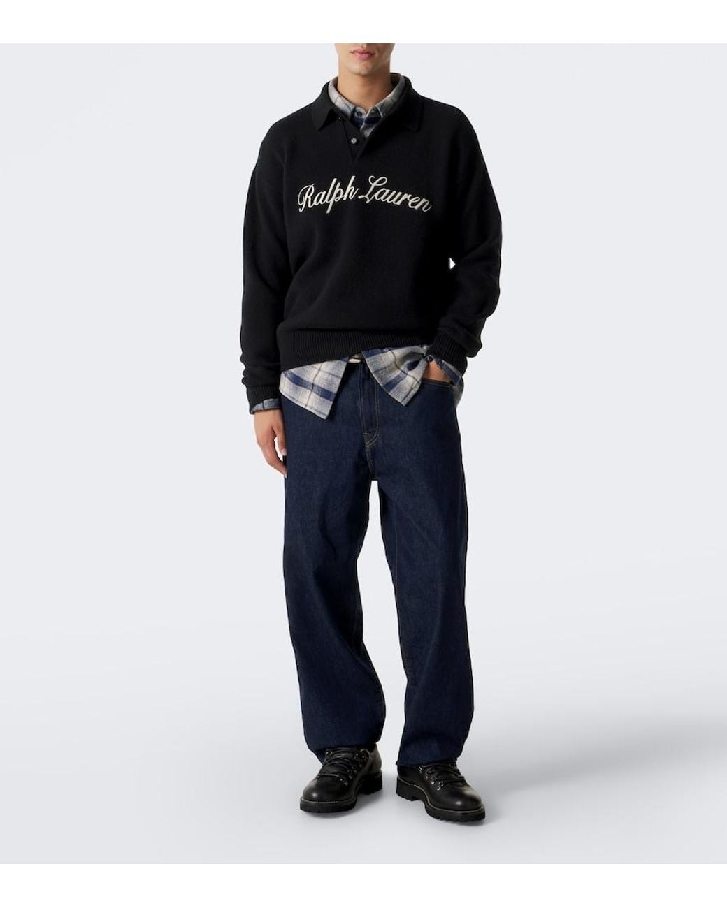 Polo Ralph Lauren Black Logo Wool And Alpaca Polo Sweater for men
