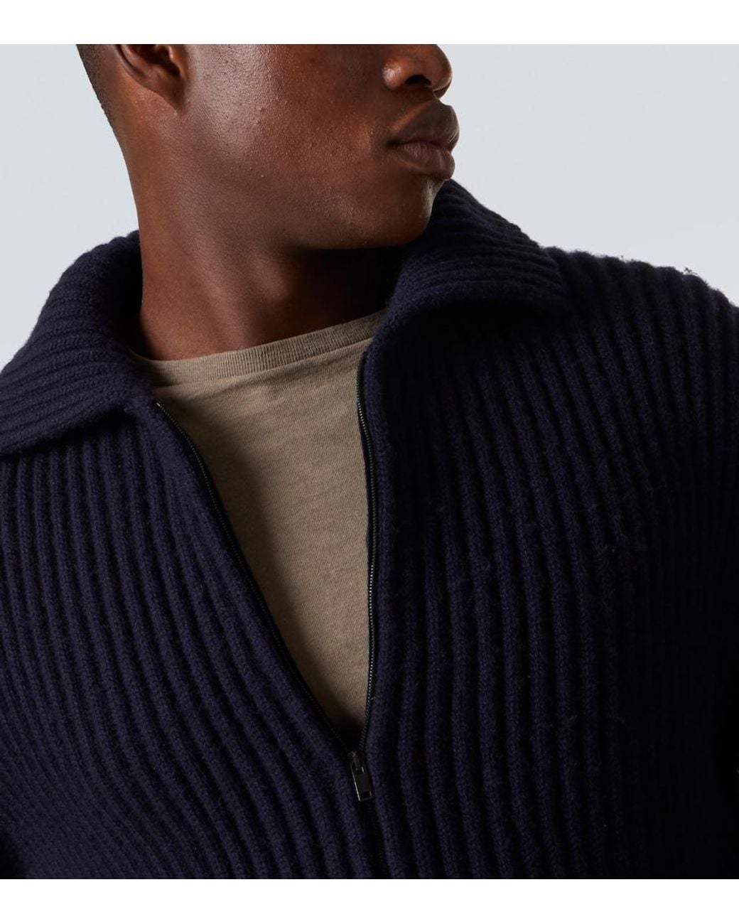 The Row Blue Hornby Cashmere Zip-Up Cardigan for men