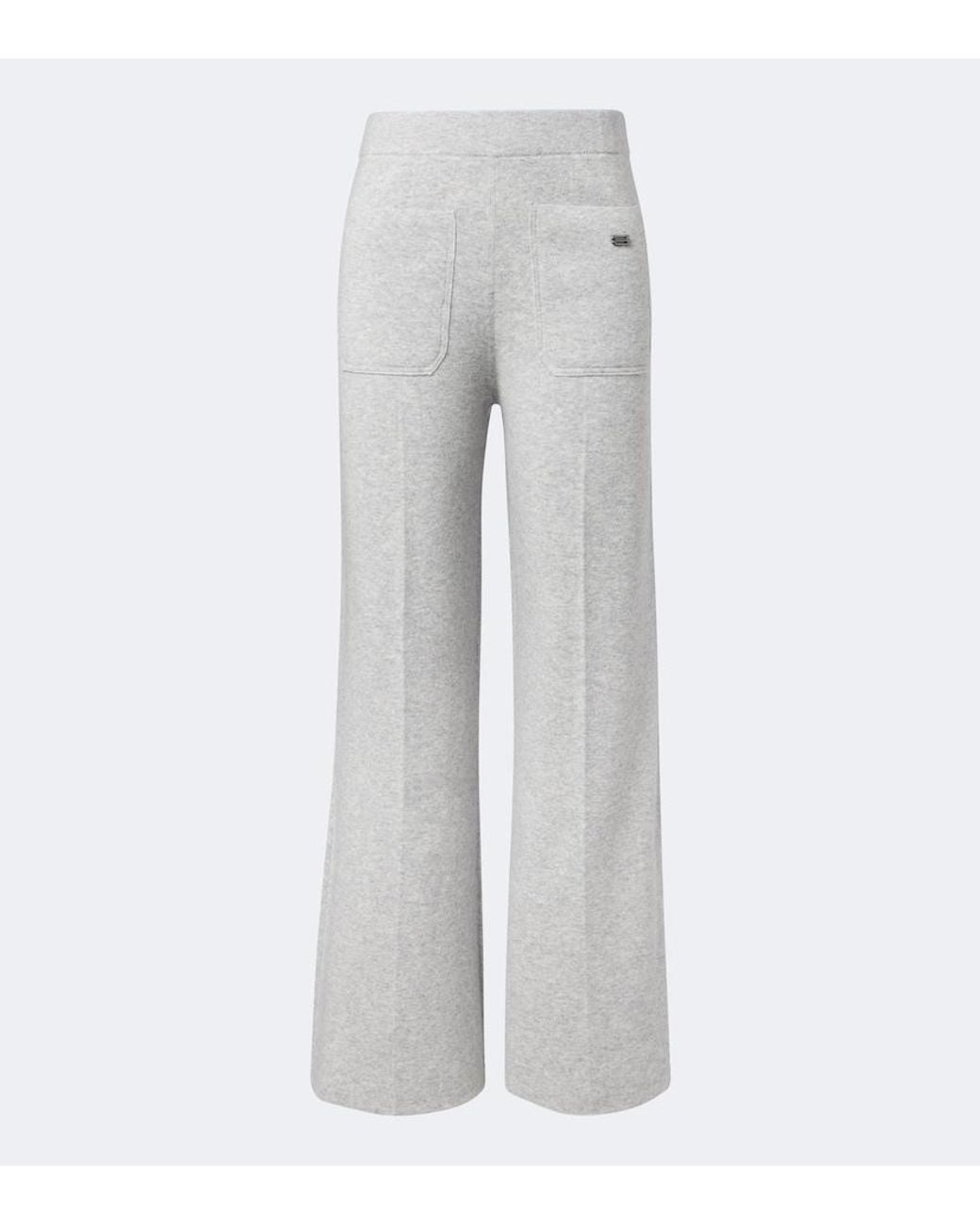 Victoria Beckham Gray Wool And Cashmere Wide-Leg Pants