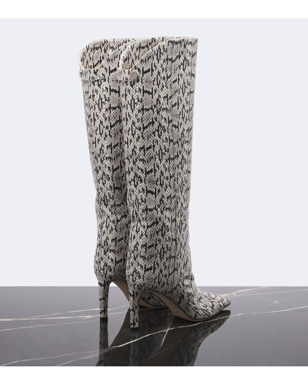 Jimmy Choo White Alizze Snake-Effect Leather Knee-High Boots