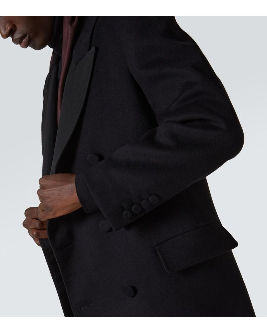 Loro Piana Black Renato Double-Breasted Cashmere Coat for men