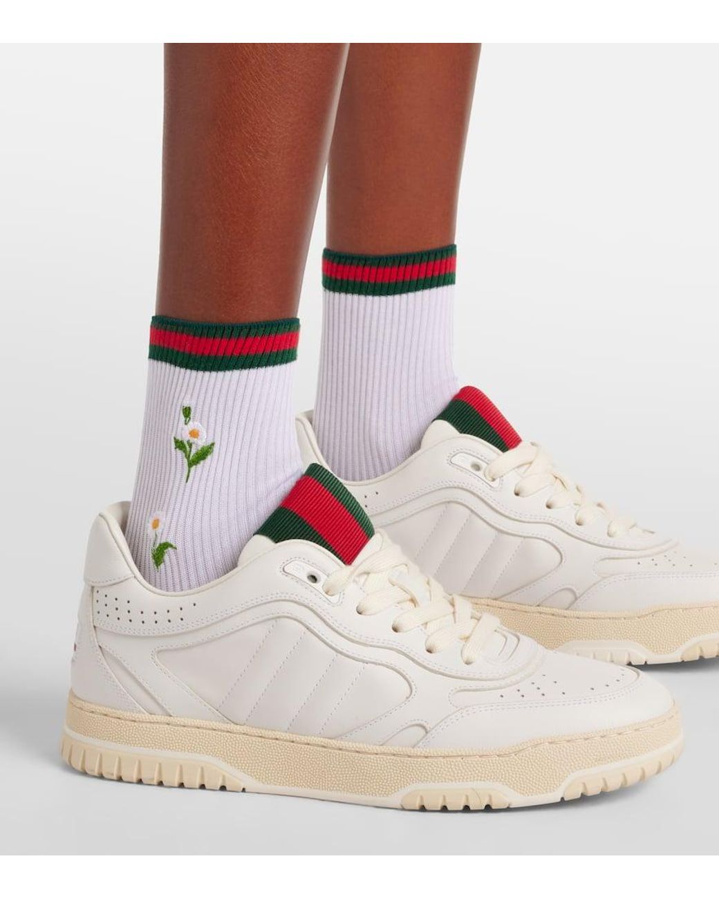 Gucci Embroidered Cotton-Blend Socks in White Lyst UK
